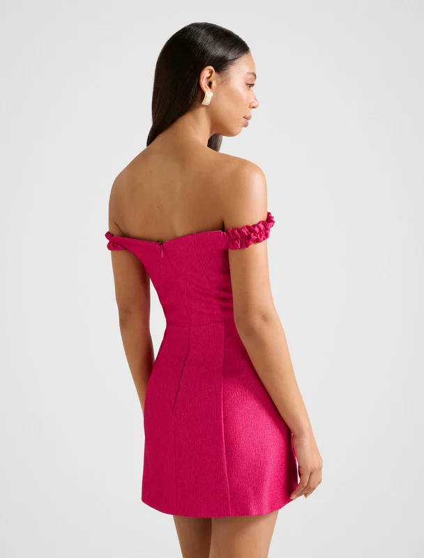 forever new  MANDY Bardot Ruffle Mini Dress for Women | Best Price UAE